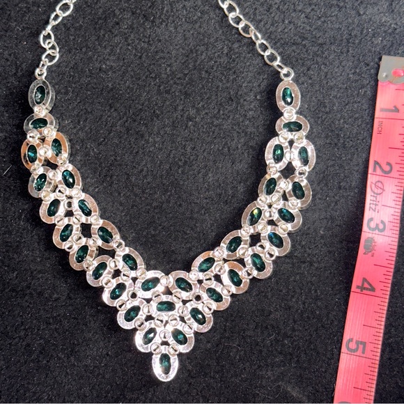 Sparkly Irish Green Apatite gemstone cluster statement necklace - Picture 5 of 14